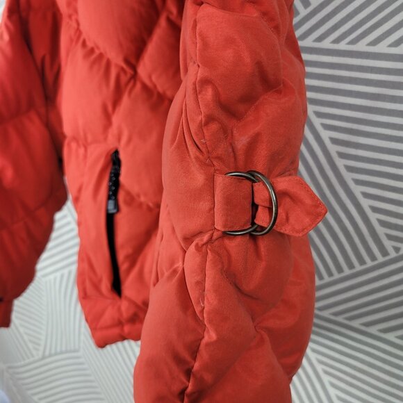 Eddie Bauer Goose Down Puffer Jacket Sz Medium Petite Red Orange Warm Winter - Picture 6 of 9